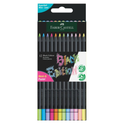 Pastelky FABER CASTELL Black Edition/12 pastel+neon
