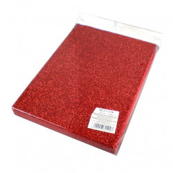 Mosgumi A4 glitter červený